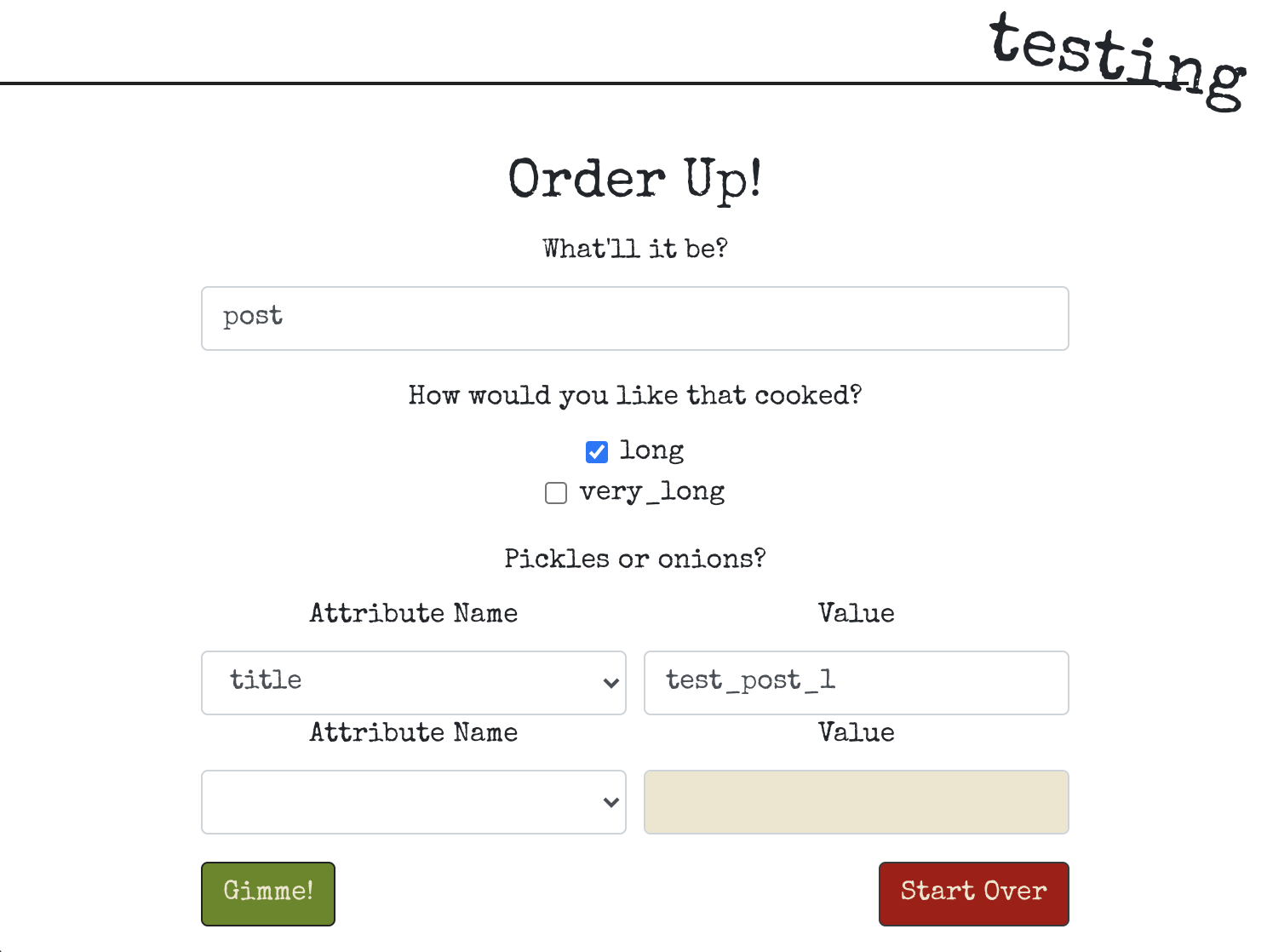 Form with trait checkboxes and attribute fields